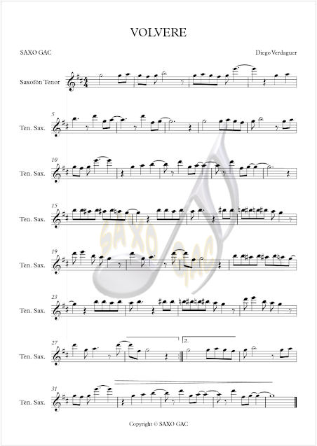 Partitura para Saxo Tenor y Soprano Sax / Saxophone Tenor Soprano Sax Sheet Music