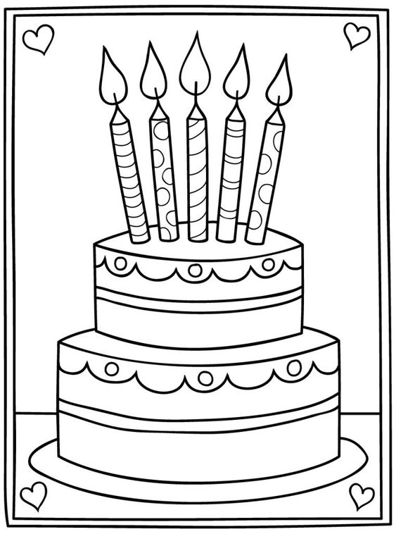 Tranh tô màu bánh sinh nhật hai tầng