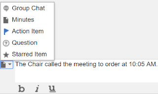 Sametime Meetings chat category pop-up list