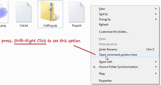 Open command window in the same folder