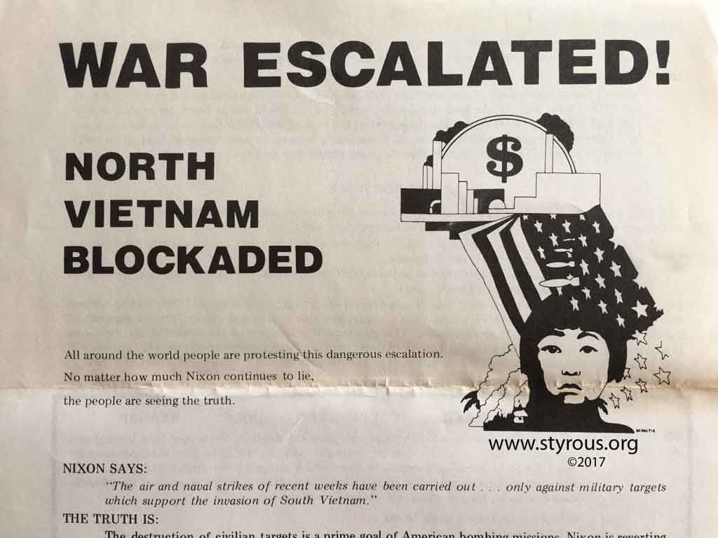 the styrous viewfinder beemer memory 17 vietnam war protests 1973 protest flyers vietnam