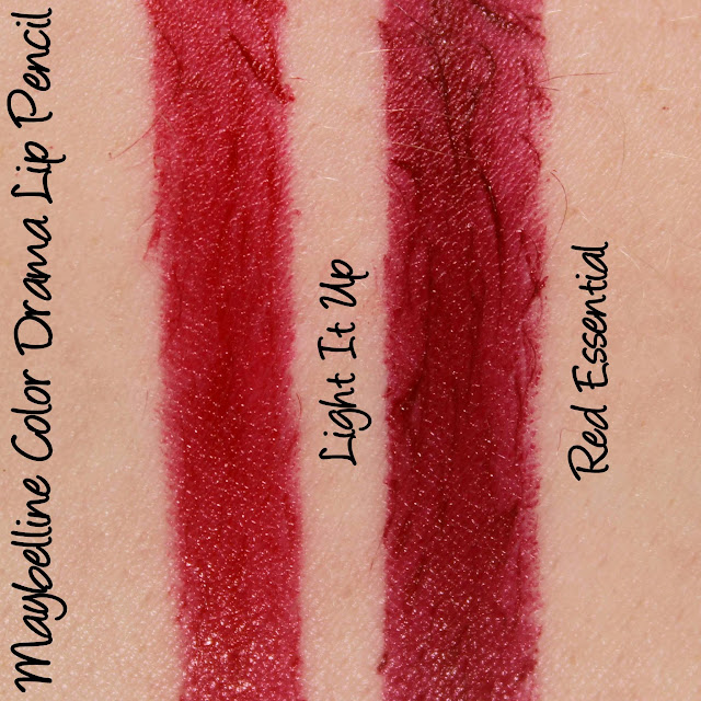 Maybelline Color Drama Lip Pencils - Light It Up, Red Essential Swatches & Review