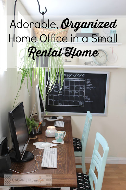 Adorable, Organized Home Office in a Small Rental Home:: OrganizingMadeFun.com