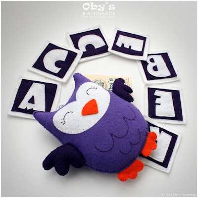 Name felt banner with owl, Oby's Handmade