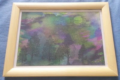 Evening landscape with trees in picture frame Evening landscape with trees in picture frame