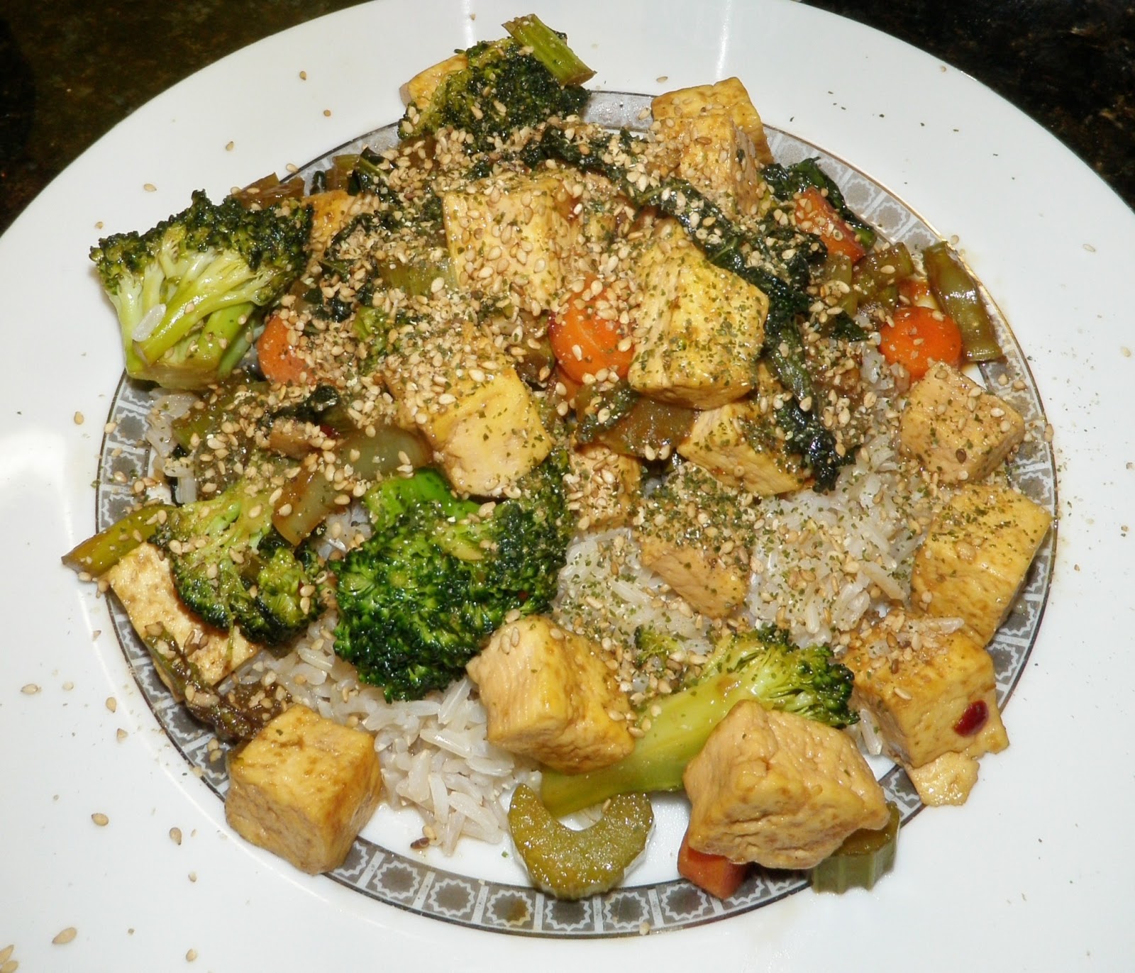 Green Dreams Detroit {Spicy} Tofu + Veggie Stir Fry over Brown Rice
