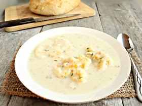 Cream of Chicken Soup with Cheddar and Herb Dumplings