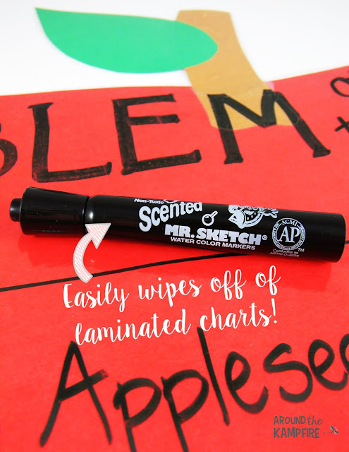 Easy to make apple shaped reusable anchor chart with FREE math printable