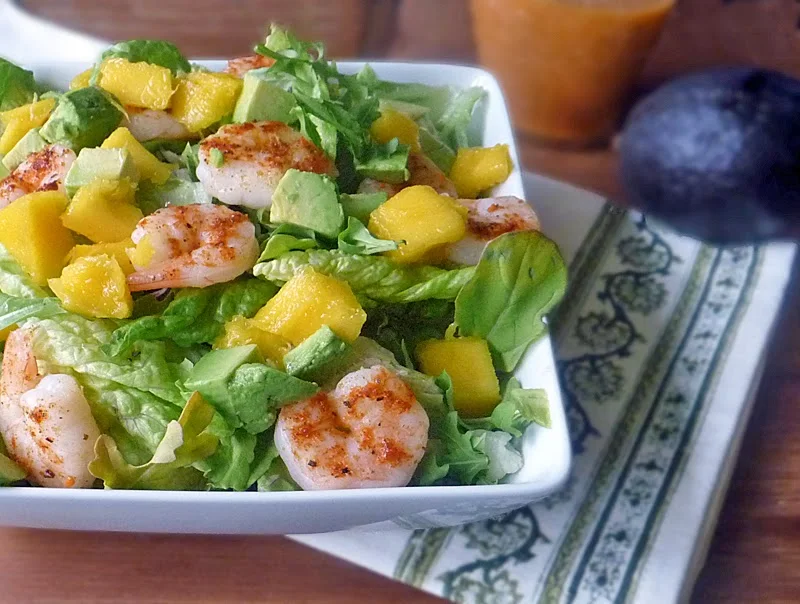 Mango Avocado Shrimp Salad Recipe | by Life Tastes Good is a sweet and spicy satisfying salad perfect for summer! #BuffaloWings #Dressing #Spicy