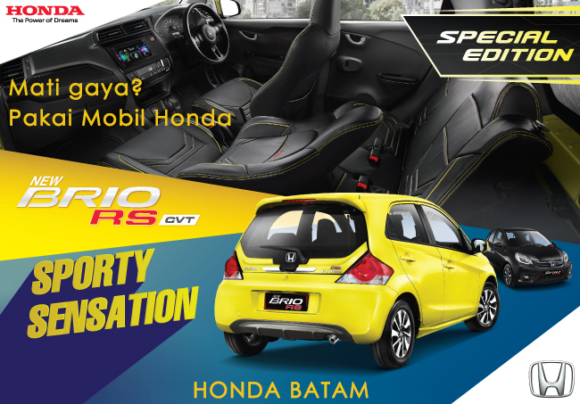 Nggak Mati Gaya Lagi Dengan Brio Rs Cvt Limited Edition Sporty Sensation Honda Nagoya Batam