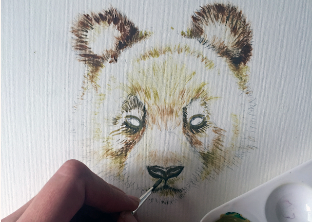 Panda face acrylic painting illustration