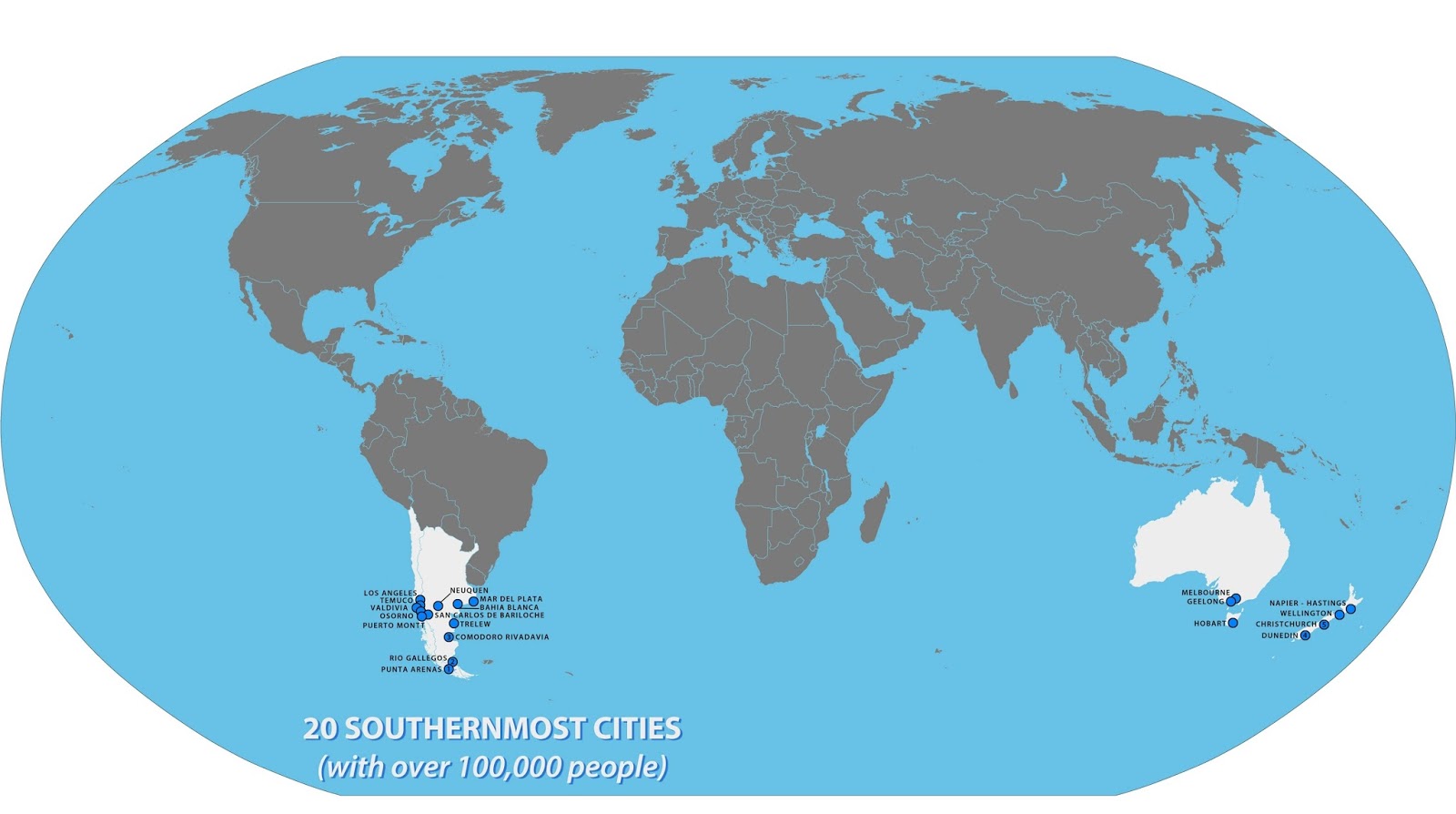 Northernmost and southernmost cities in the world Vivid Maps