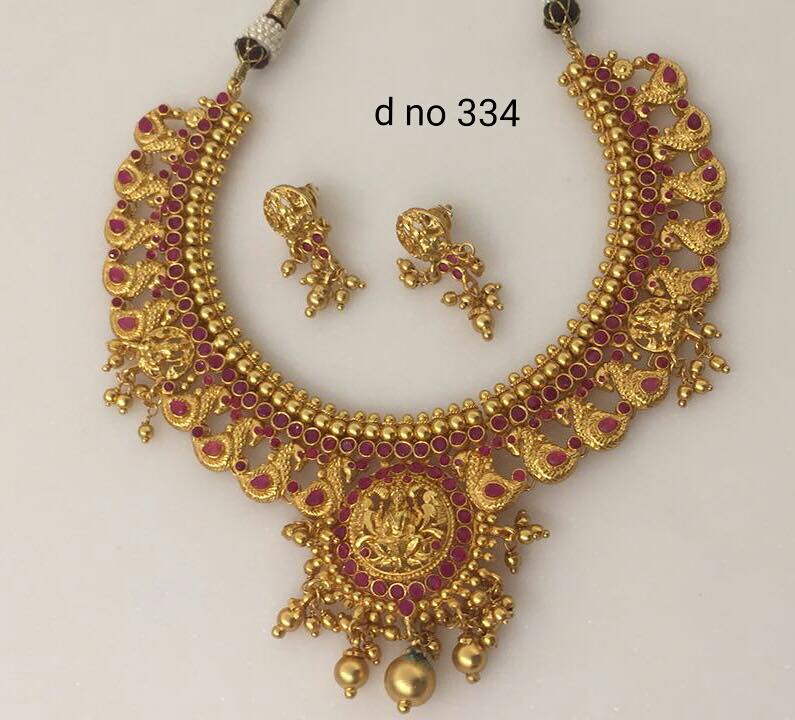 Brass Metal Gold Polish Necklaces Jewellery Designs