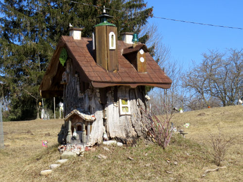 fairy house made from a tree stump