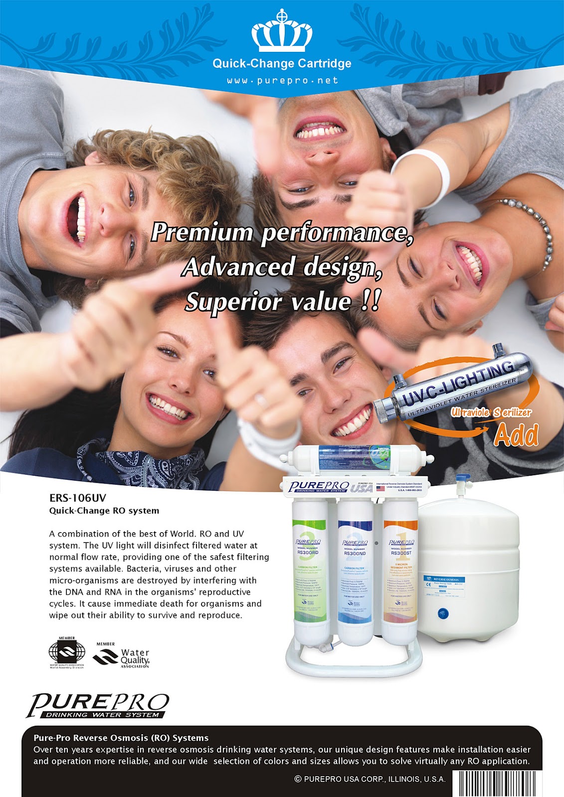 PurePro® ERS-106UV Quick-Change Reverse Osmosis Water Filtration System
