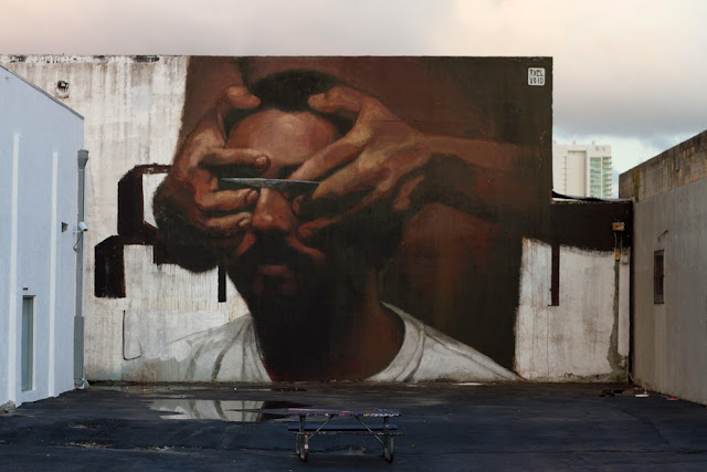 "Knife" New Street Art Mural By Axel Void On The Streets Of Miami, Florida. 4 