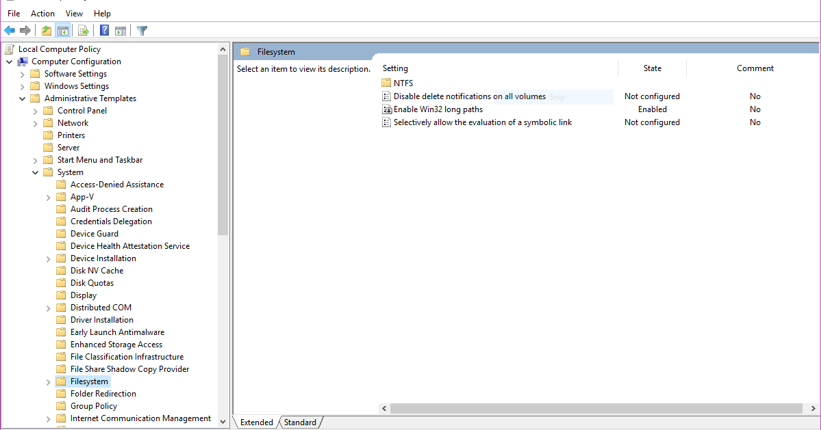 Windows 10 enable long file/folder path