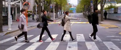The rookies in a crosswalk ala Abbey Road.