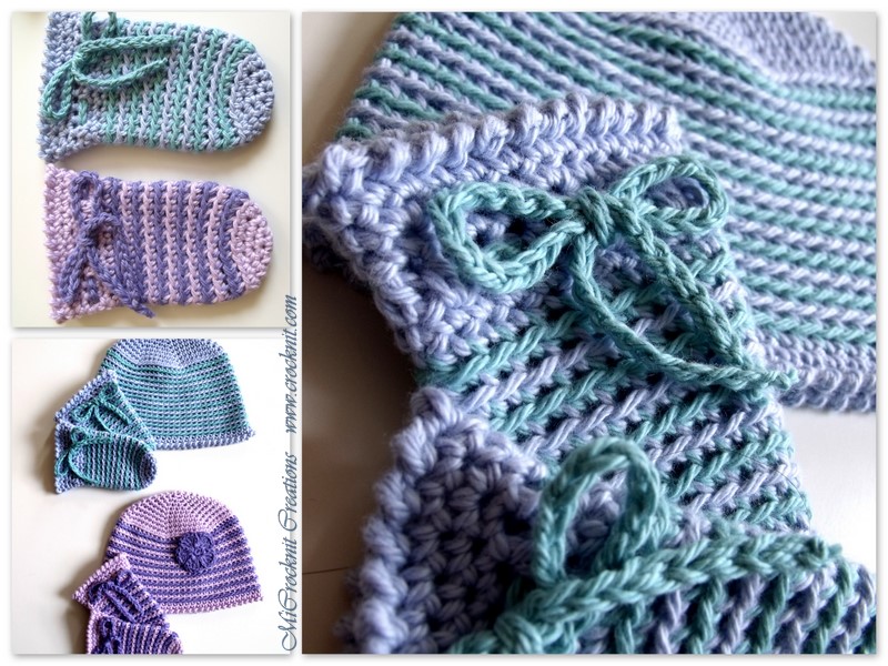 MICROCKNIT CREATIONS Newborn Crochet Hats and Mittens