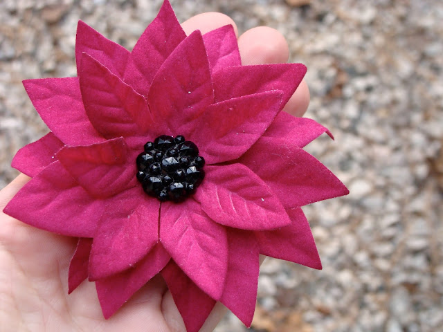 Hot pink fascinator with vintage bubble button center and interchangeable back