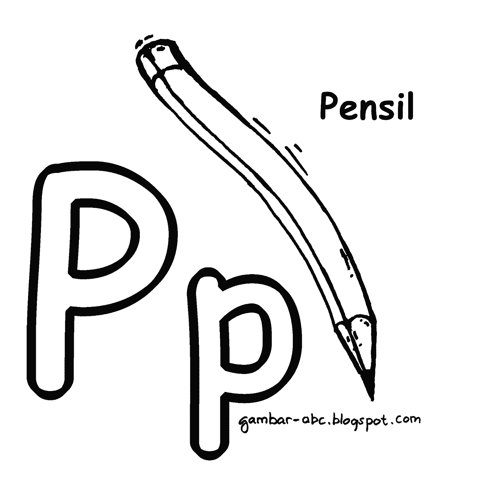 Mewarnai Huruf P Gambar Pensil Contoh Gambar Mewarnai