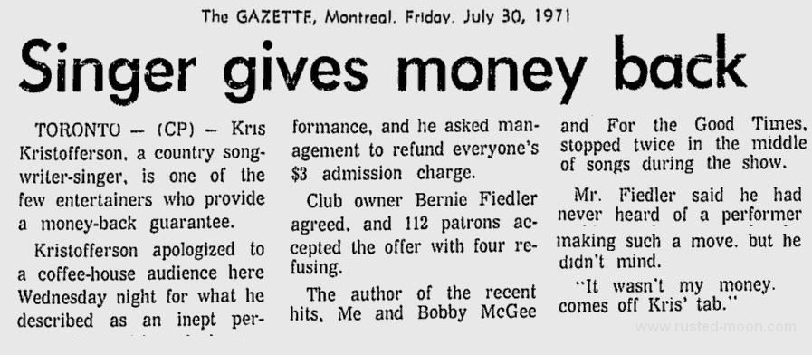 Montreal Gazette vom 30.07.1971 Montreal Gazette vom 30.07.1971