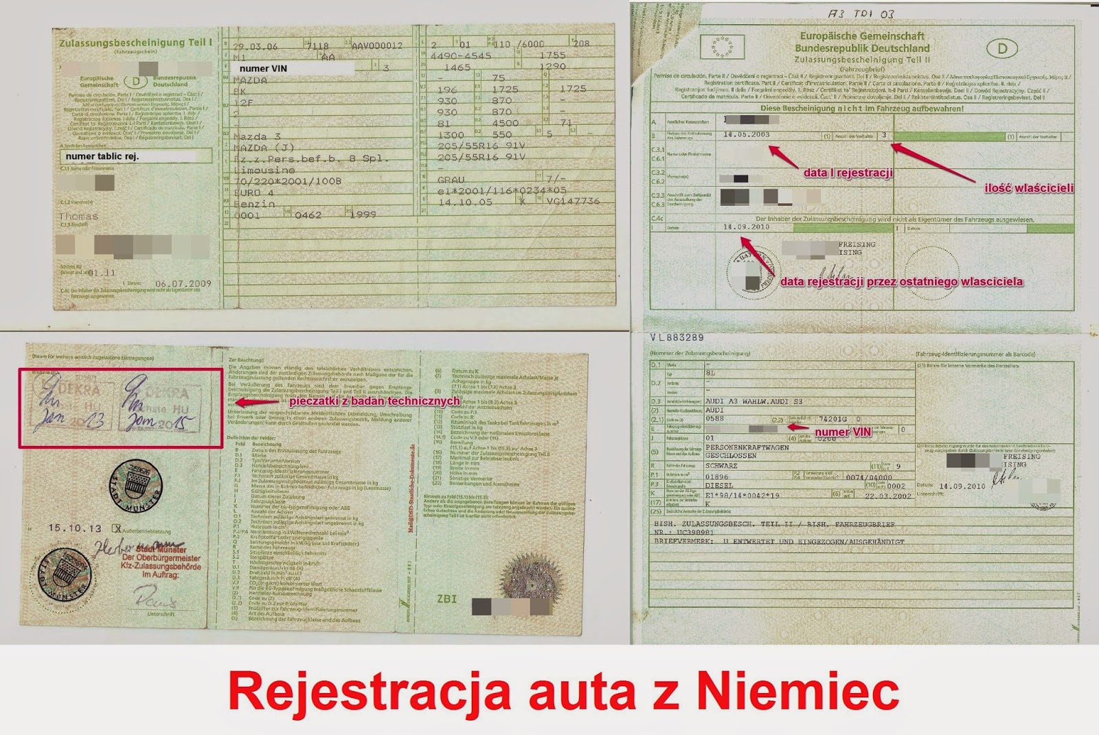 Informacje na temat usterek, części zamienne, serwisu, technika VW Rejestracja auta z Niemiec