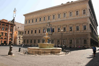 The Palazzo Farnese in Rome, once home of the former Queen Christina of Sweden, now houses the French embassy