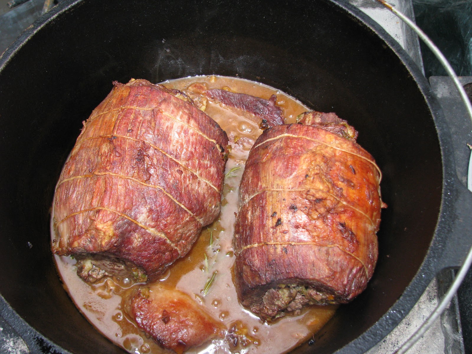 Trailhead Kitchen Dutch Oven Cooking Stuffed Rolled Beef Roast