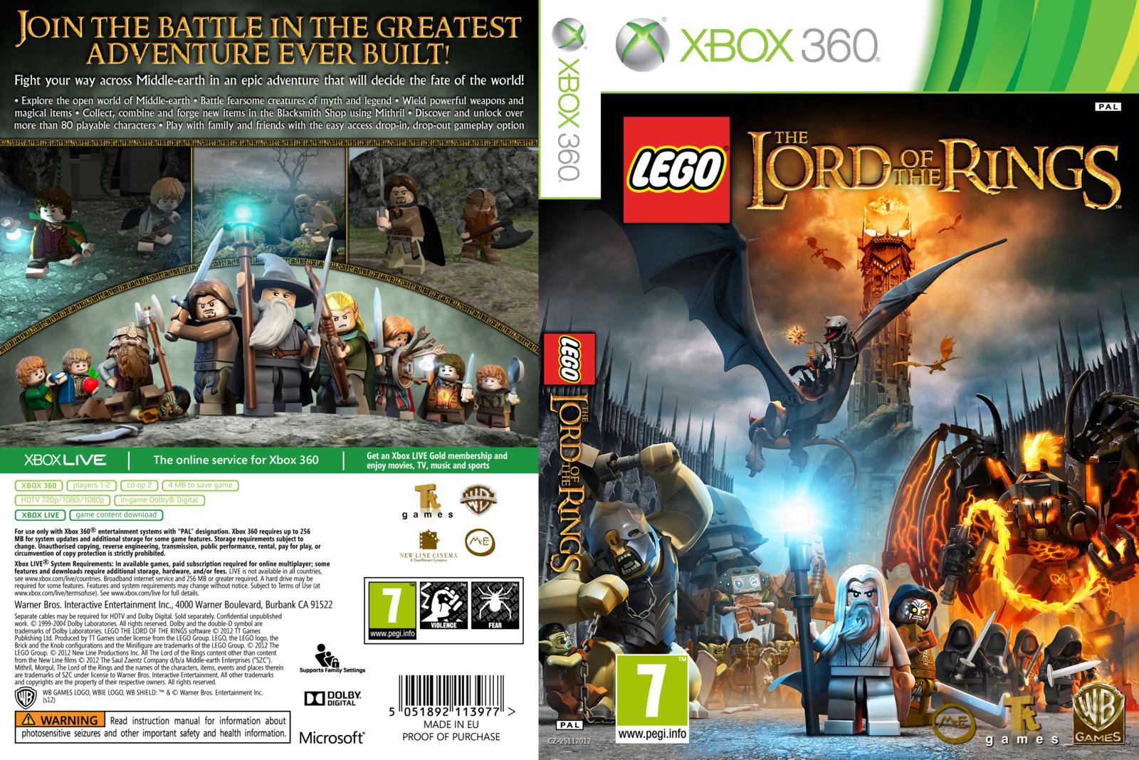 CAPA COVER CARATULA XBOX360 LEGO THE LORD OF THE RINGS Capa Scan
