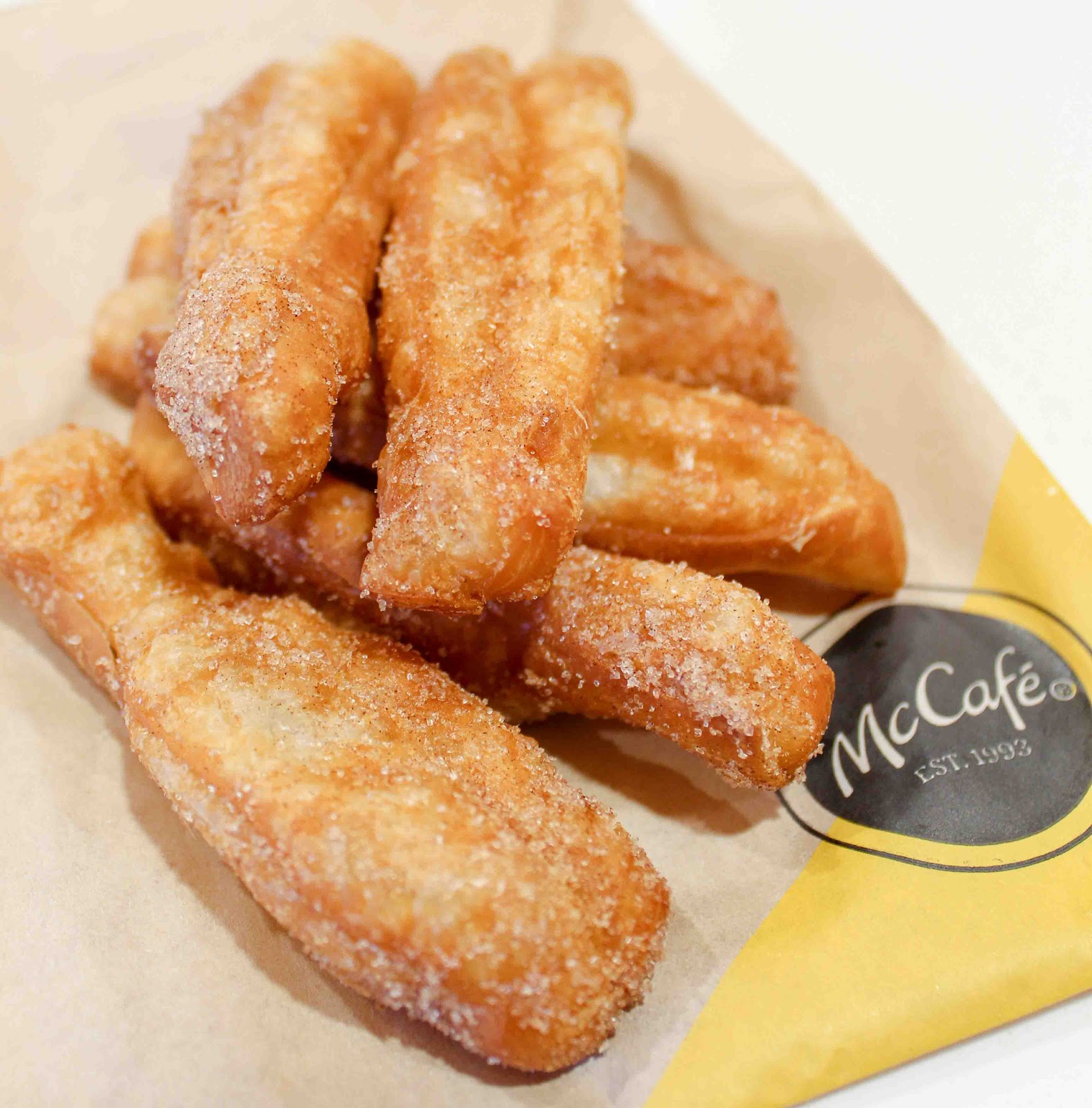 Donut Sticks are here! Head to your local McDonalds to try them! They're light, crispy and dusted with cinnamon sugar! yum!