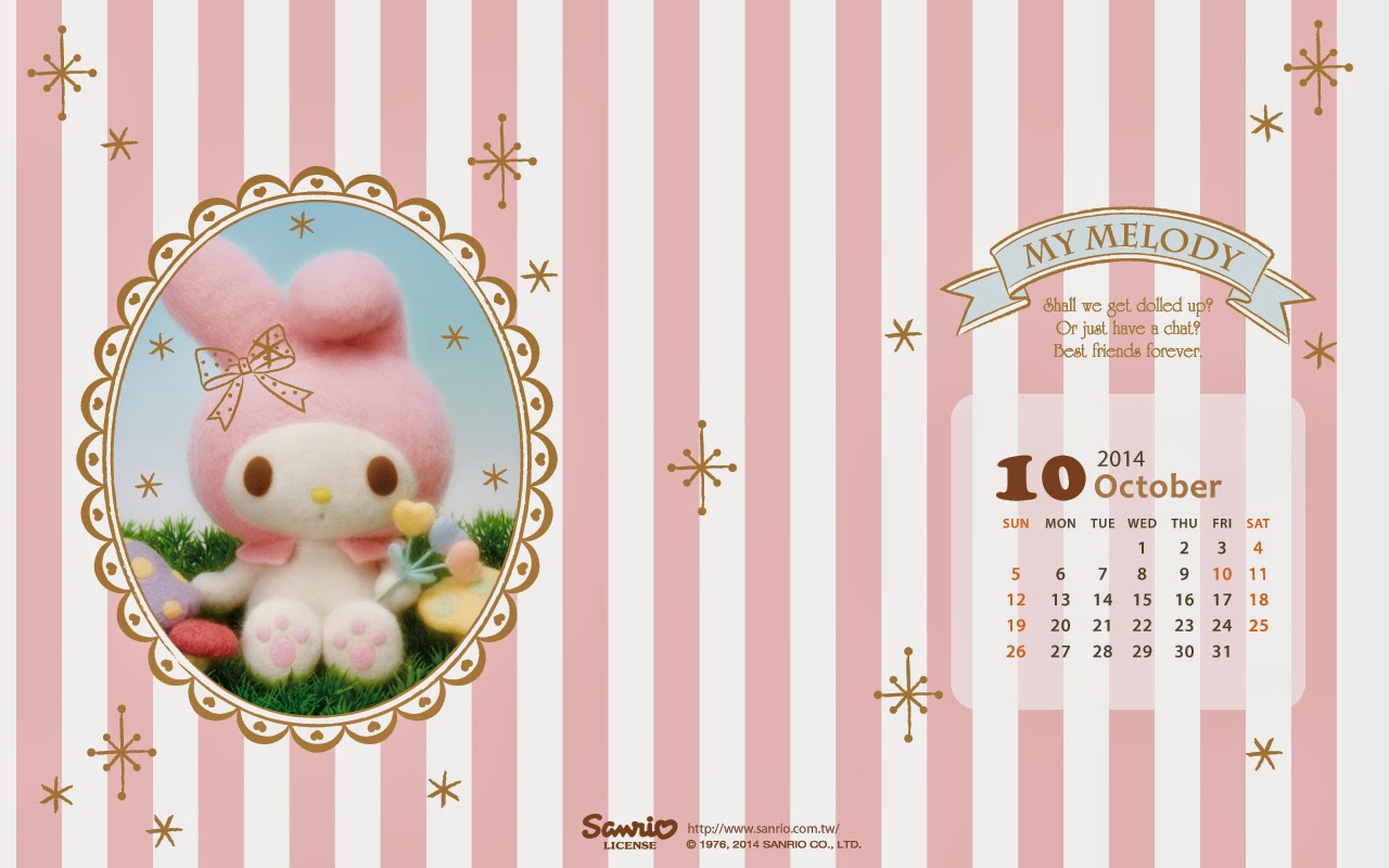 I love Kawaii October 2014 Calendar from Sanrio