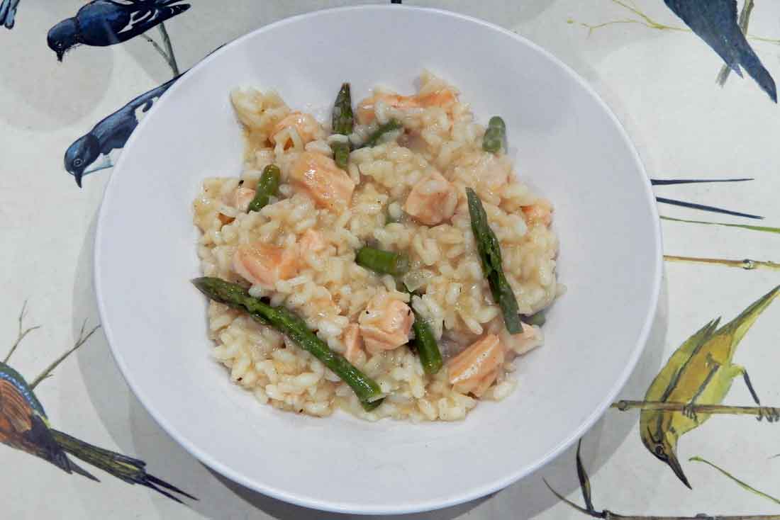. On the MENU this week. Salmon and asparagus risotto