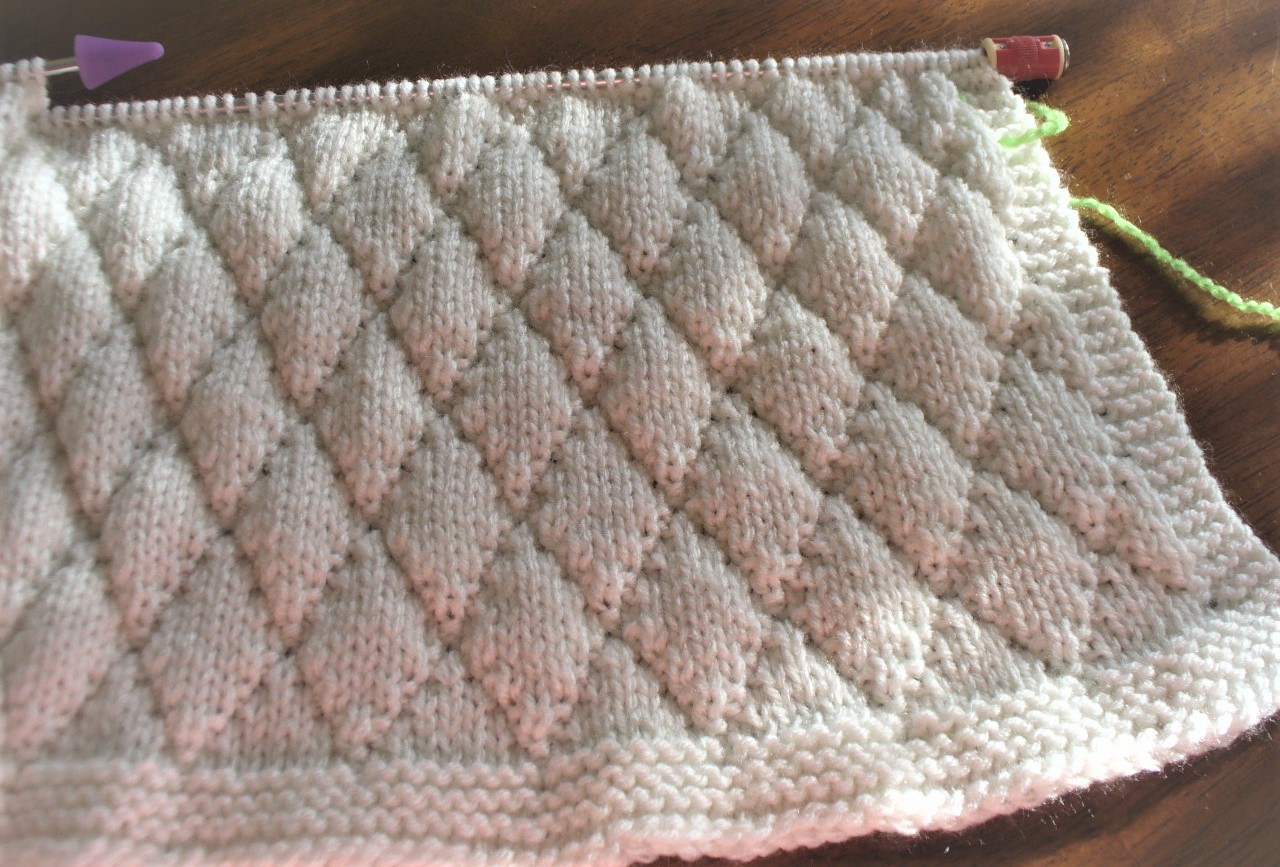 Just East of Eden KNIT DIAMOND PATTERN SWADDLING BLANKET