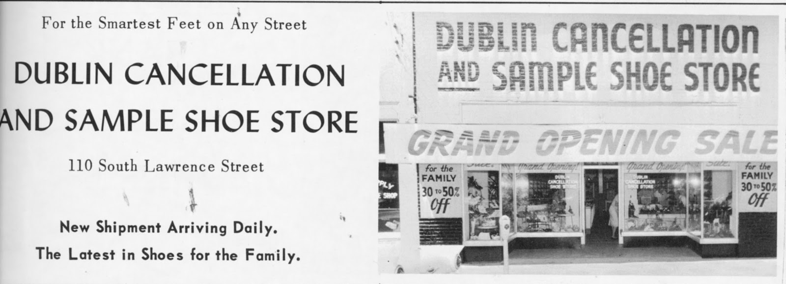 IMAGES OF OUR PAST DUBLIN CANCELLATION AND SAMPLE SHOE STORE 110