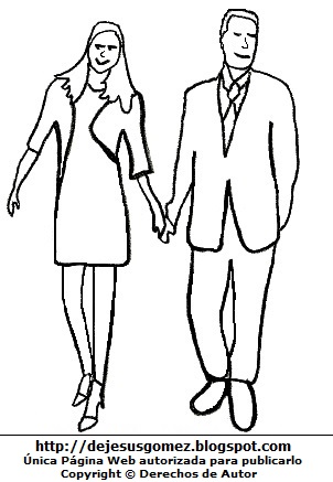 Personas Dibujo de personas: Pareja agarrados de la mano para colorear pintar e imprimir. Dibujo de personas hecho por Jesus Gómez