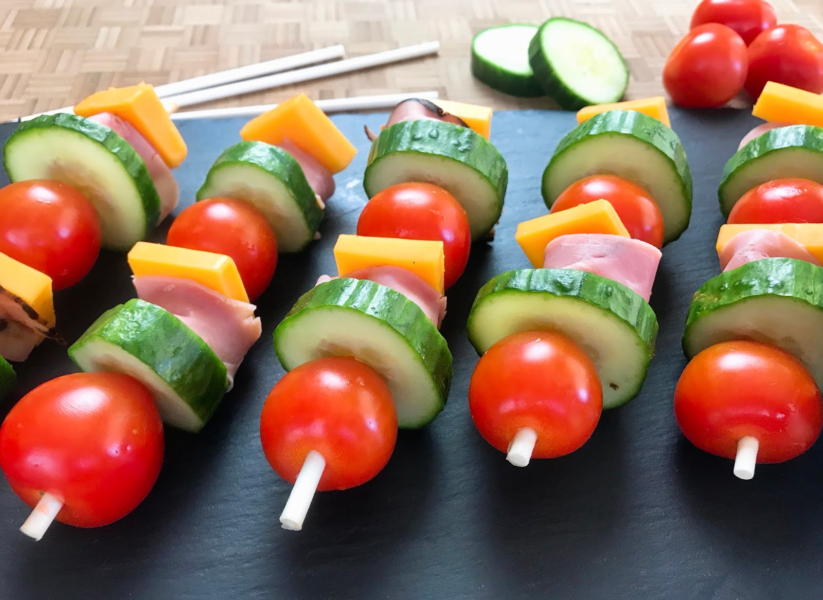 No Cook Ham and Cheese Kebabs with Ranch