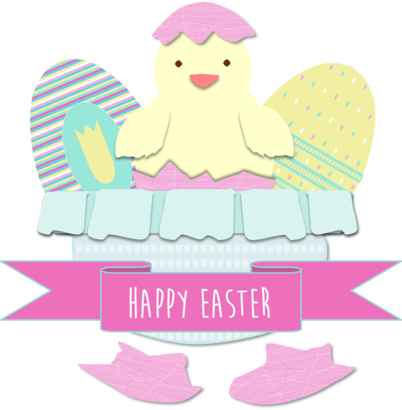 Happy Easter eggs and Little chicken drawing