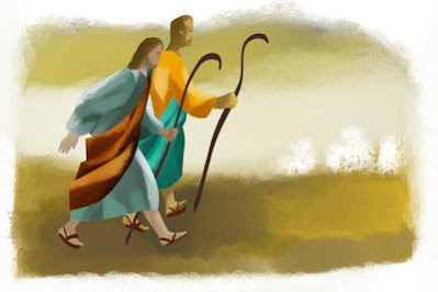 Jesus caminhando com discípulo
