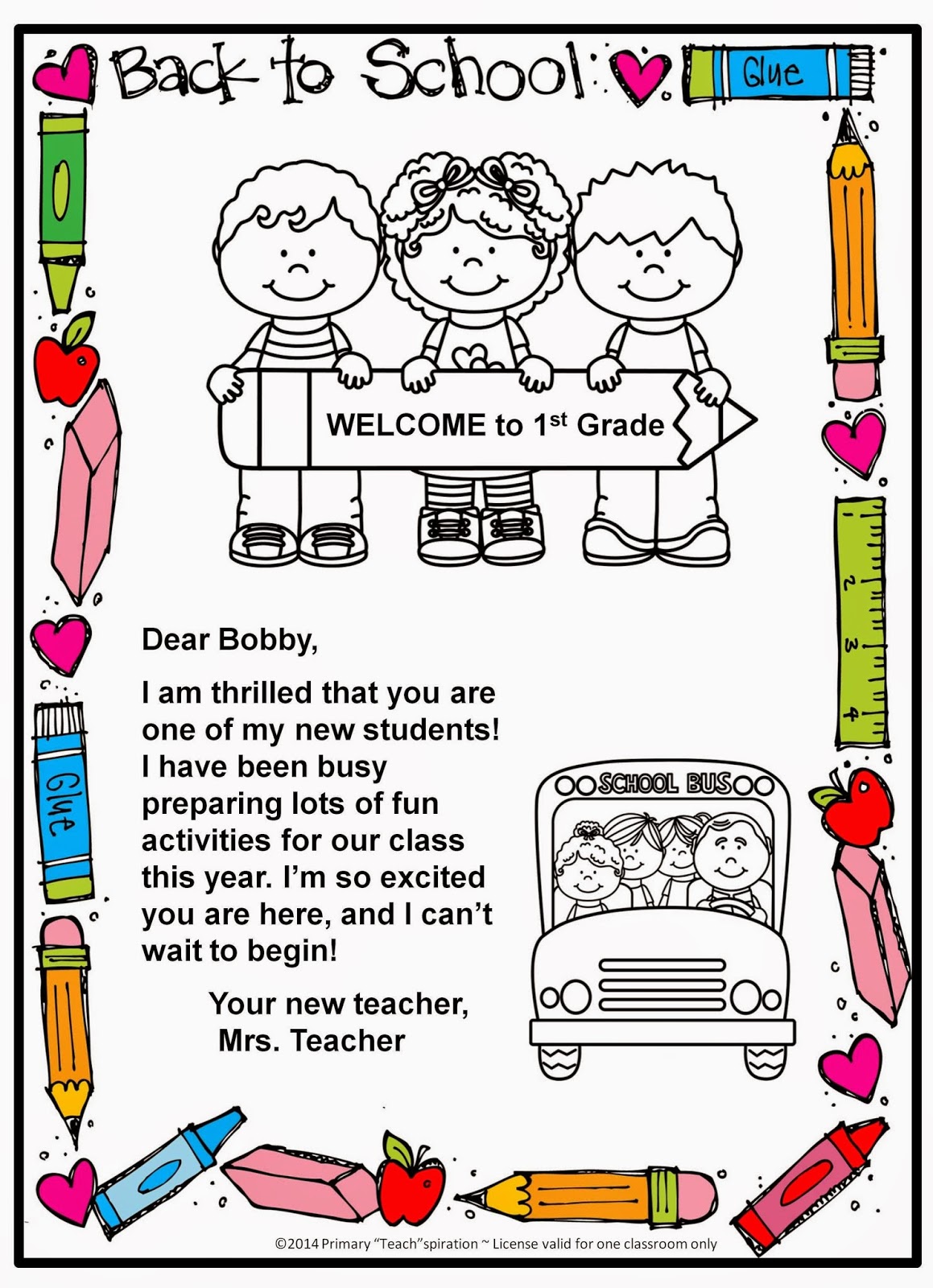 Slide2 - Kindergarten Welcome Letter