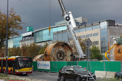 tarcze drążące metro na ul. Karolkowej w Warszawie