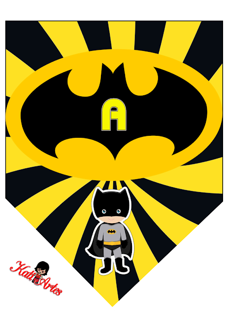 Banderines de Batman con Alfabeto para Imprimir Gratis.