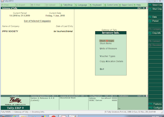 Tally.ERP 9 Screen Components