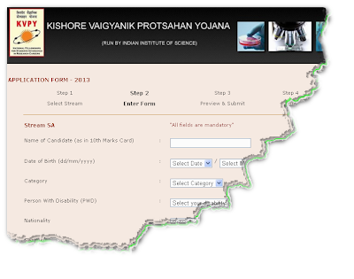 KVPY 2013 Notification, Form & Eligibility