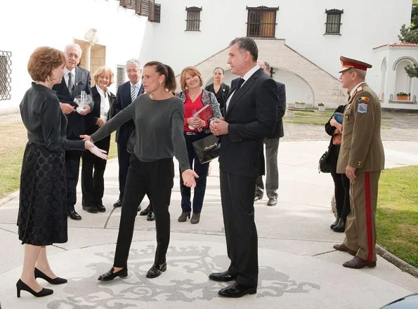 Princess Stephanie of Monaco met with Princess Margareta and Prince Radu of Romania at Elisabeta Palace, Bucharest