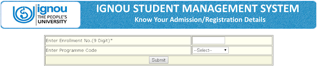 IGNOU Admission Status by Enroll No
