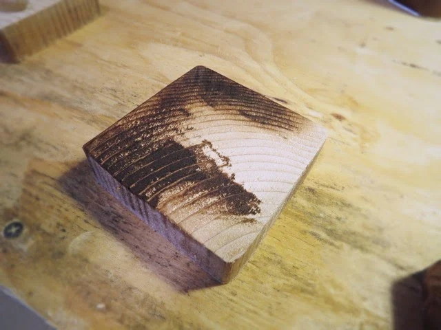 testing stain on cut ends of wood blocks