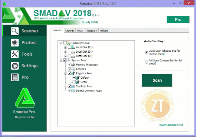 Tampilan UI SMADAV Pro 2018 | Antivirus Lokal
