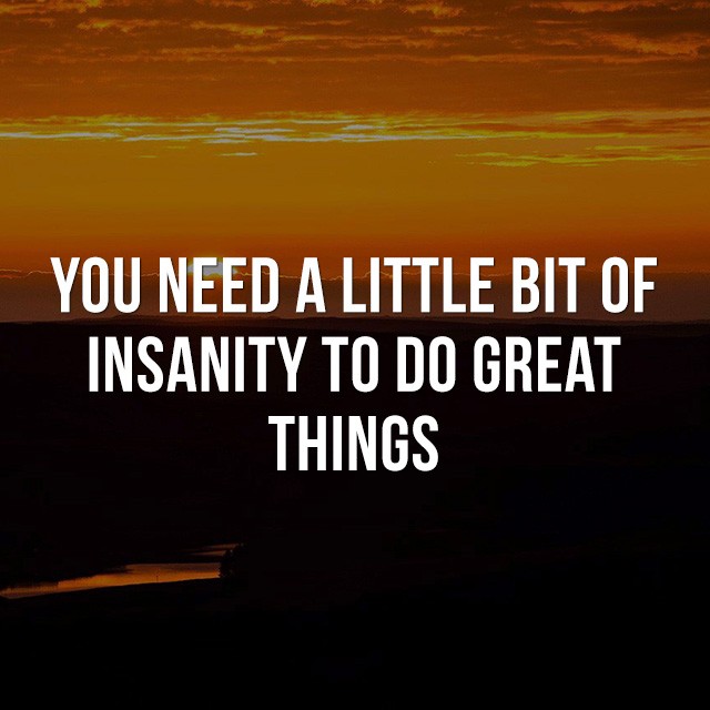 You need a little bit of insanity to do great things. - Good Quotes