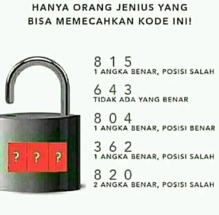 Jawaban Kode Tiga Angka Gembok Misterius Hanya 1 Dari 10 Orang Yang Berhasil Seribu1 Com